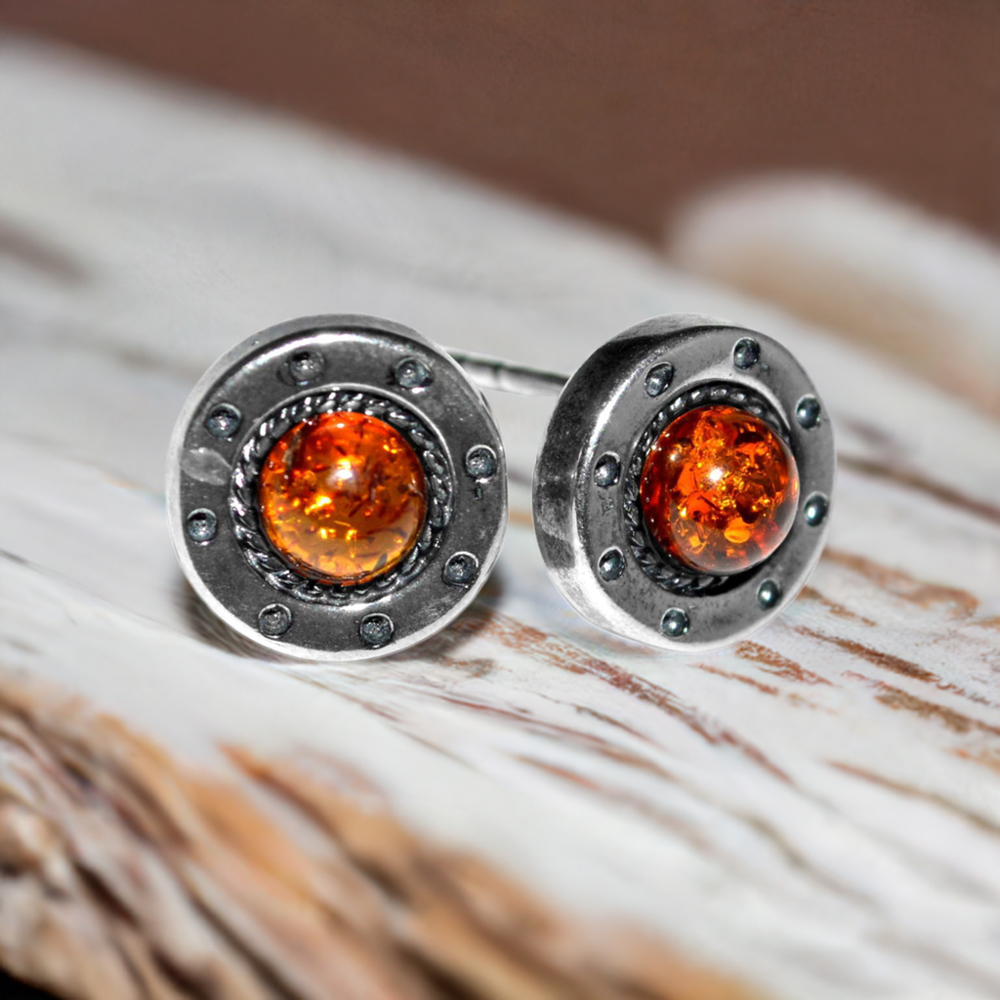 Semi Precious Amber Gemstone Earrings In 925 Sterling Silver Jewelry 925SE2928
