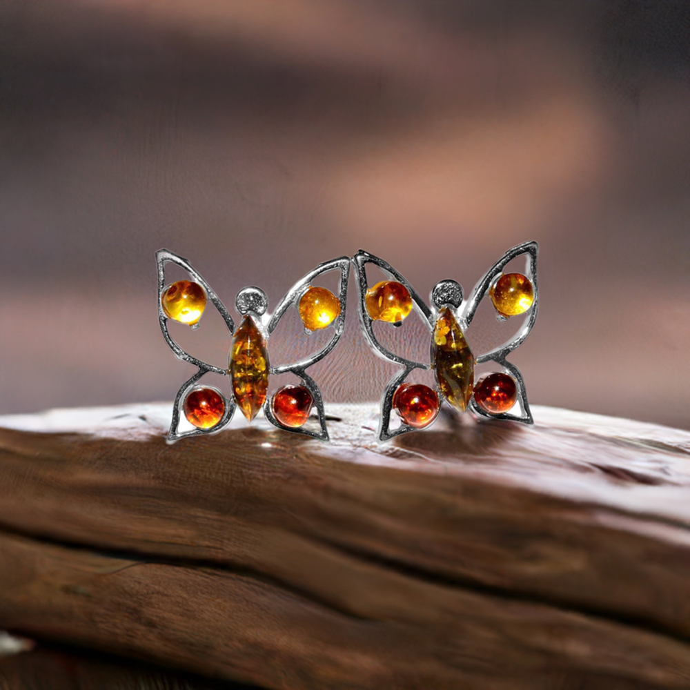 925 Sterling Silver Earrings In Amber Gemstone Jewelry 925SE2930