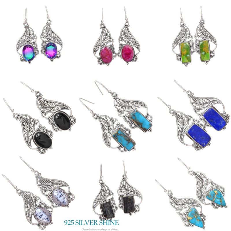 925 Sterling Silver Handmade Earrings In Seraphinite Gemstone Jewelry 925SE2936_3