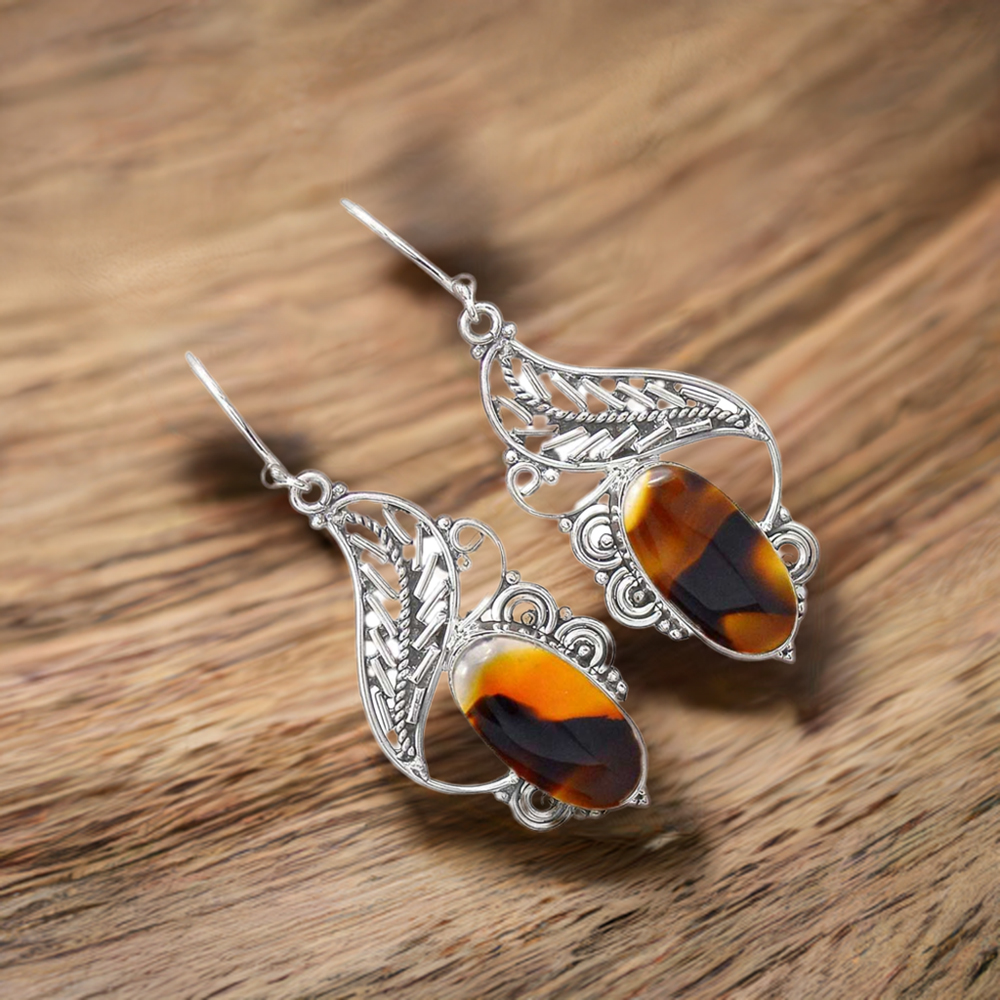 925 Sterling Silver Earrings In Montana Jasper Gemstone Jewelry 925SE2939
