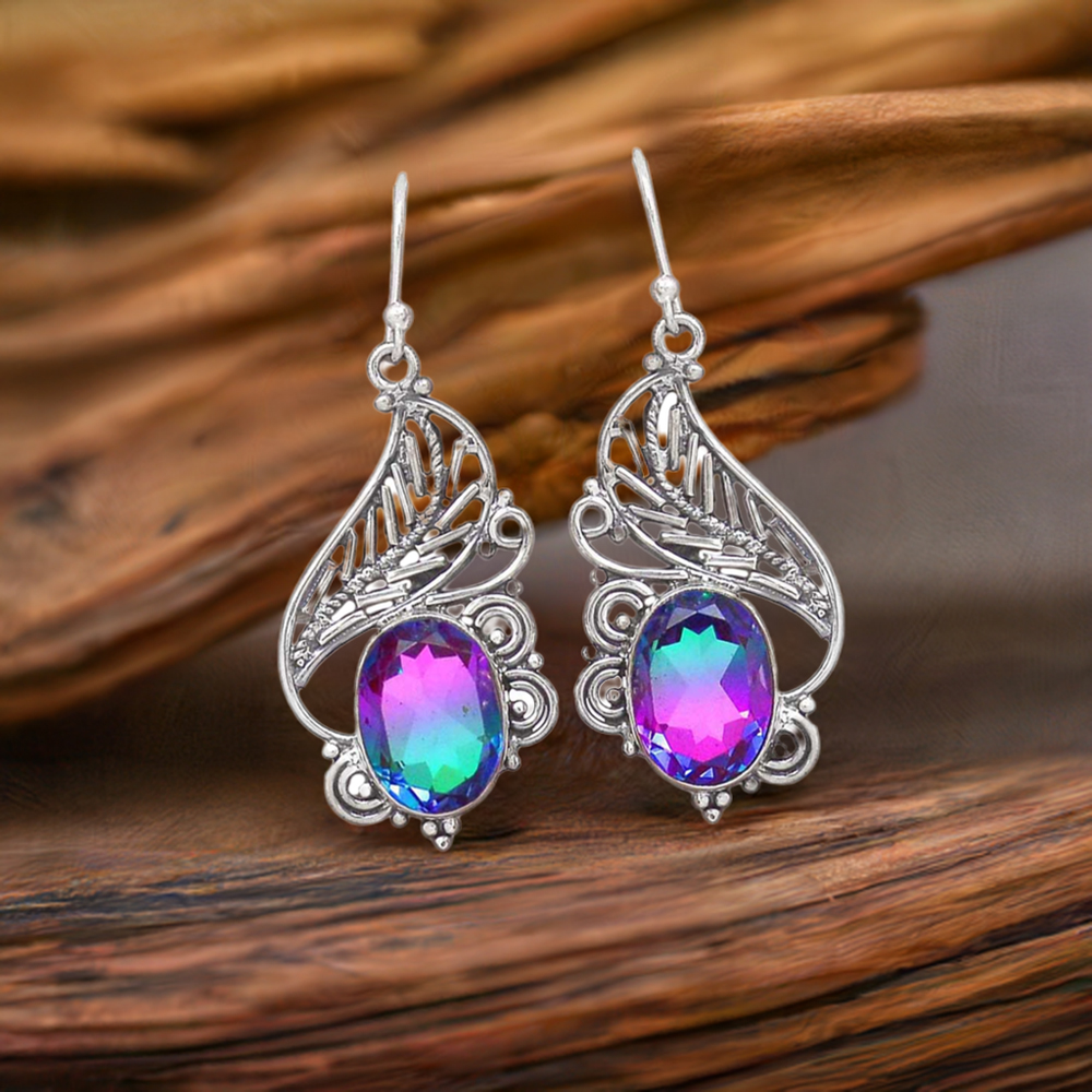 925 Sterling Silver Earrings In Quartz Gemstone Jewelry 925SE2942