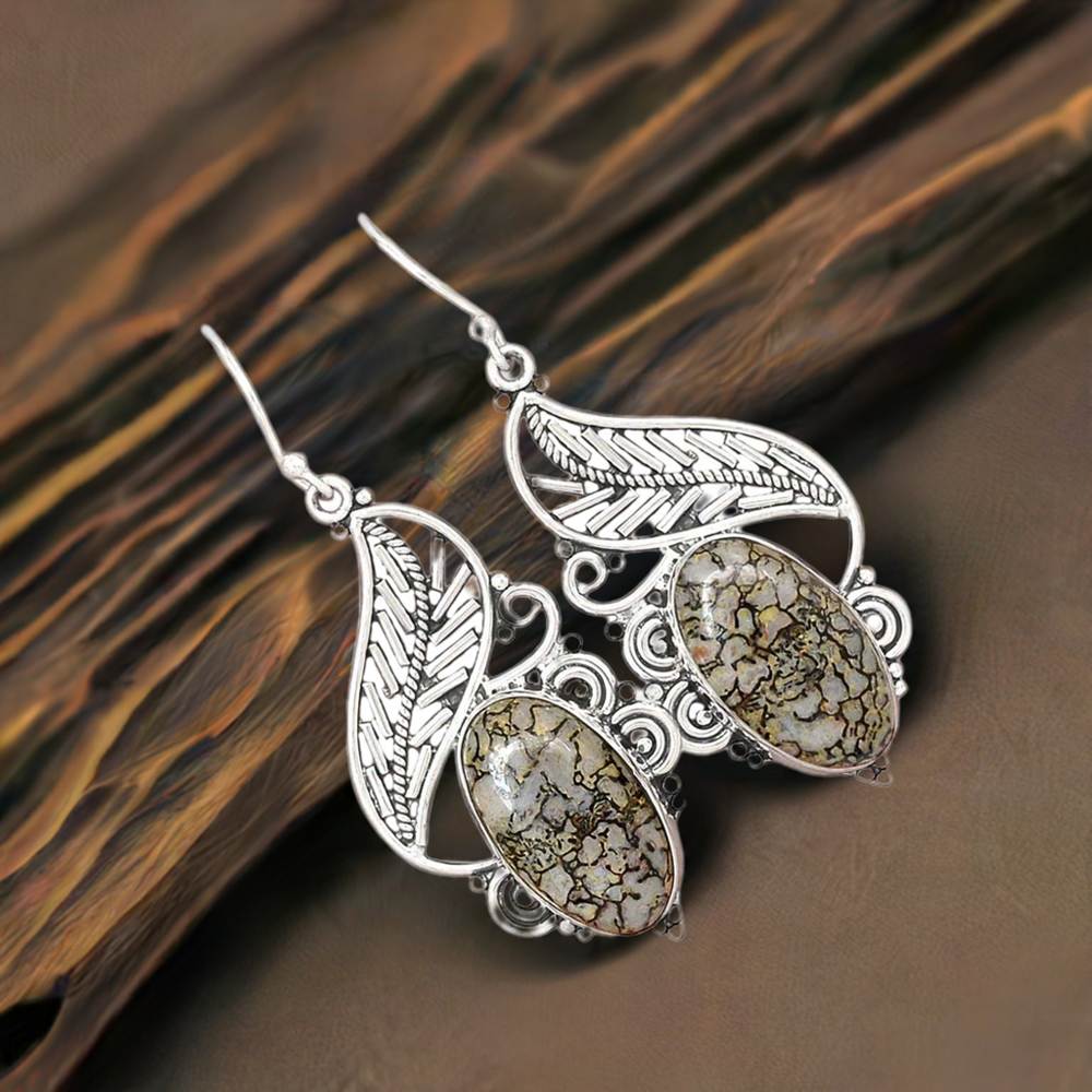 925 Sterling Silver Handmade Earrings In Snowflake Gemstone Jewelry 925SE2946