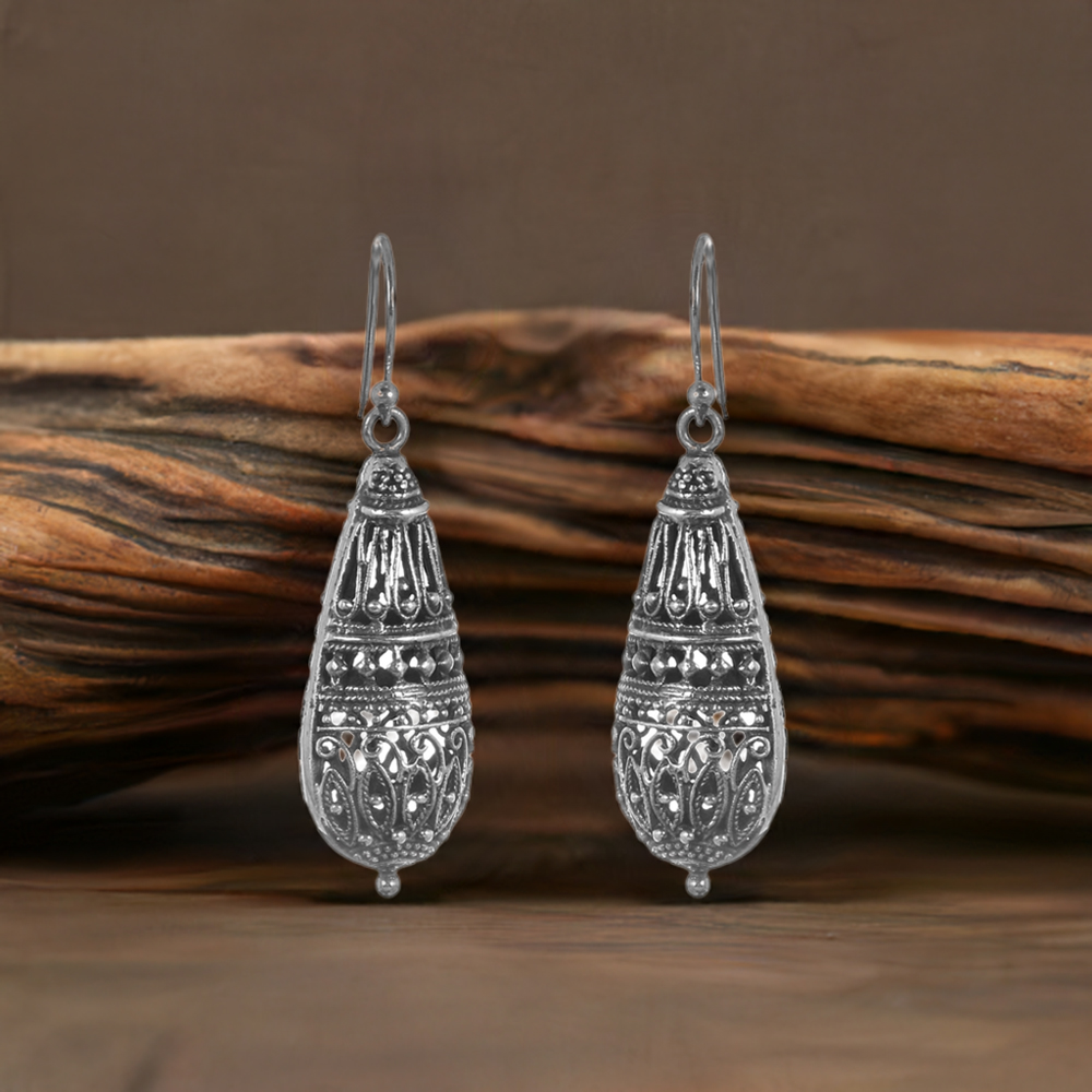 925 Sterling Silver Handmade Filigree Earrings 925SE296