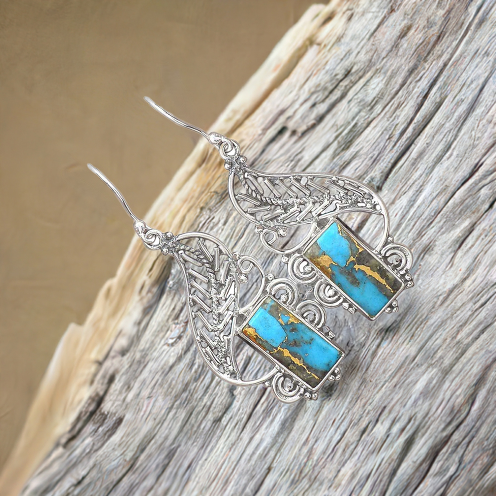 925 Sterling Silver Handmade Earrings In Turquoise Gemstone Jewelry 925SE2960
