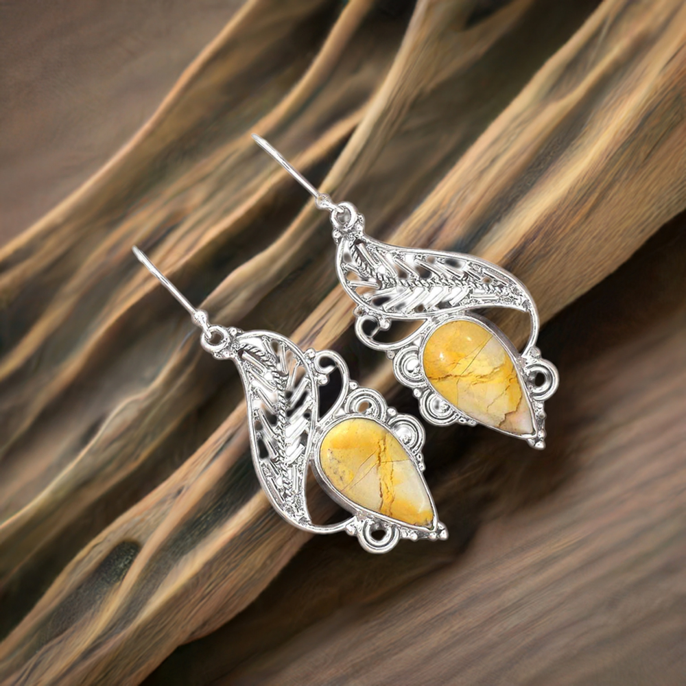 925 Sterling Silver Handmade Earrings In Bracketed Mookaite Gemstone Jewelry 925SE2963