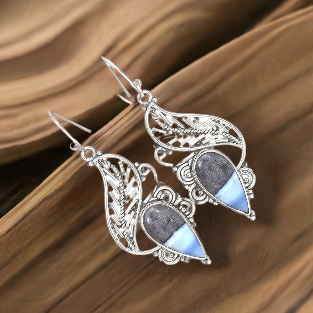 Fine 925 Sterling Silver Earrings In Semi Precious Gemstone 925SE2971