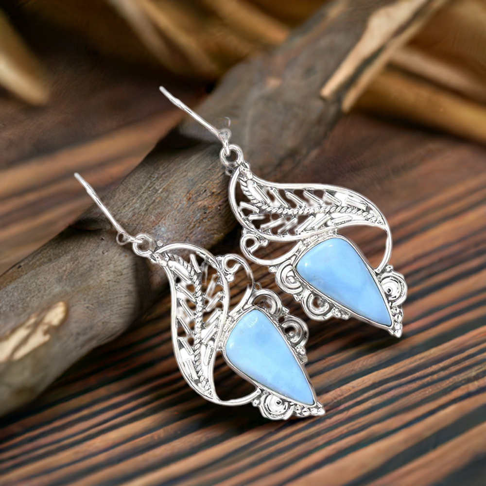 Fine 925 Sterling Silver Earrings In Genuine Opal Gemstone 925SE2972
