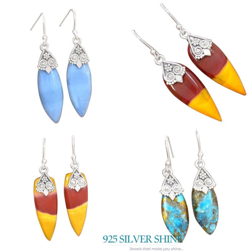 Semi Precious Sodalite Gemstone Earrings In Solid 925 Silver 925SE2977_3