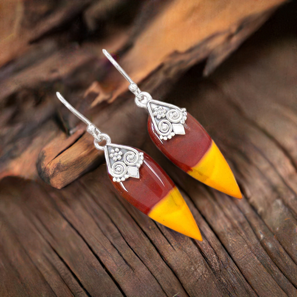 Genuine Mookaite Gemstone Earrings In Solid 925 Silver 925SE2978
