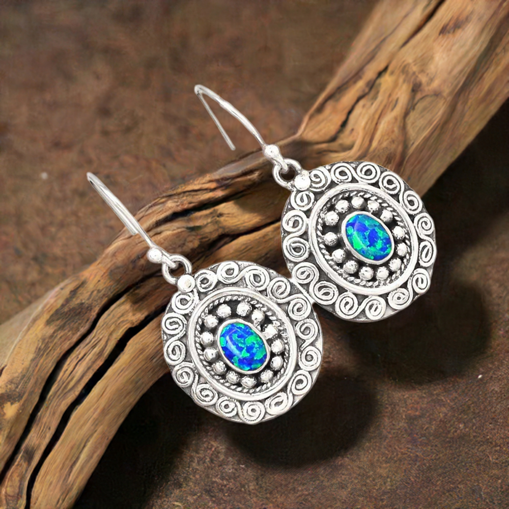 Genuine Opal Gemstone Earrings In Fine 925 Sterling Silver 925SE2981
