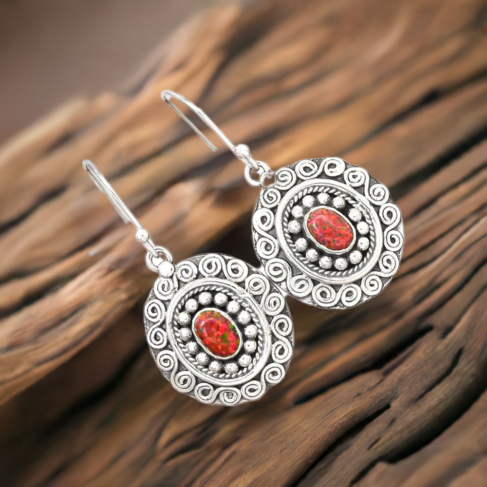925 Sterling Silver Earrings In Natural Opal Gemstone 925SE2991