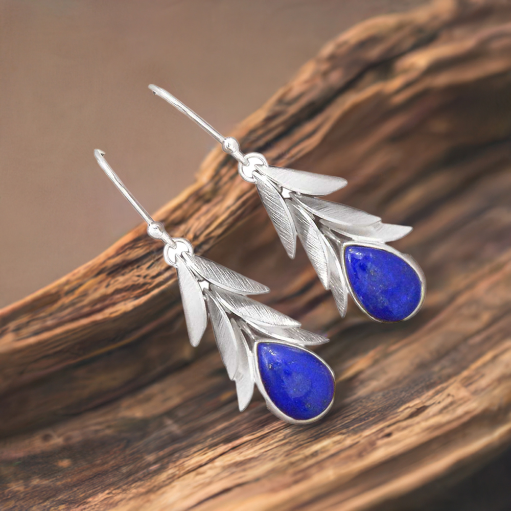 925 Sterling Silver Earrings In Semi Precious Lapis Gemstone 925SE2995