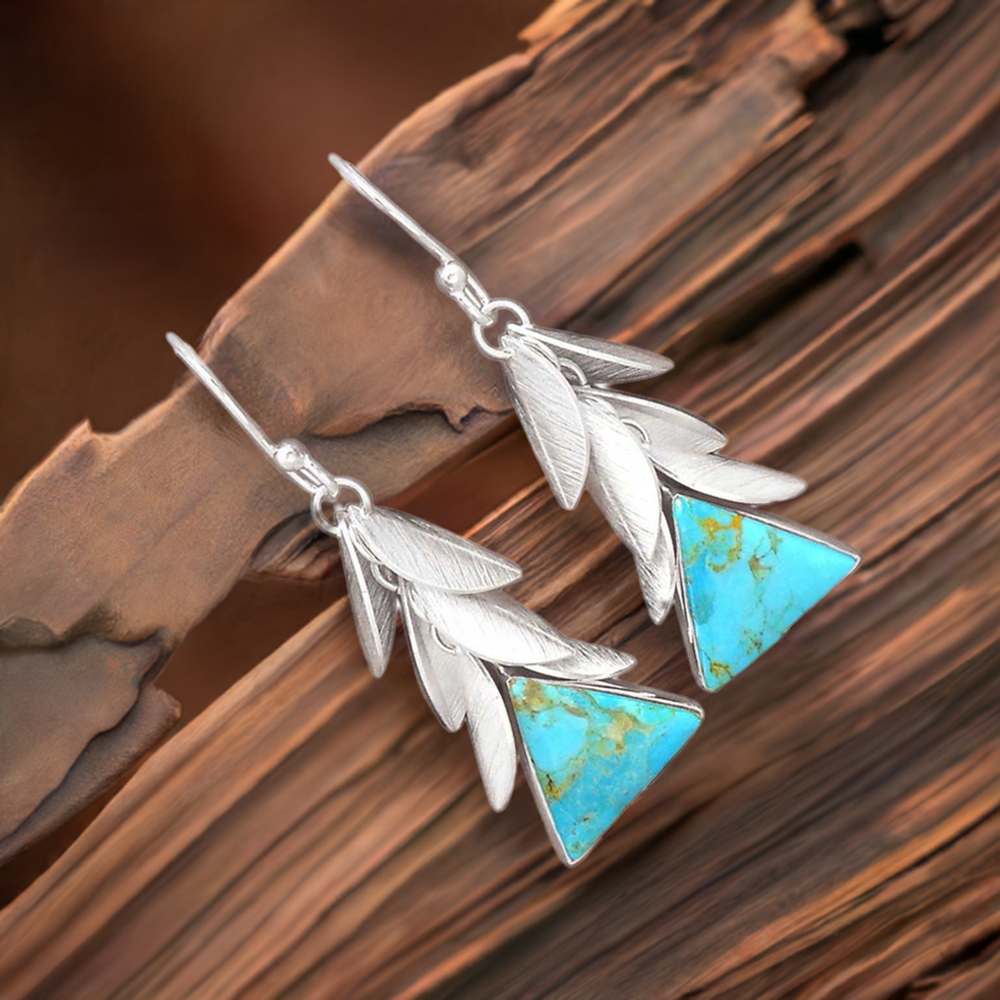 925 Sterling Silver Earrings In Genuine Turquoise Gemstone 925SE2996