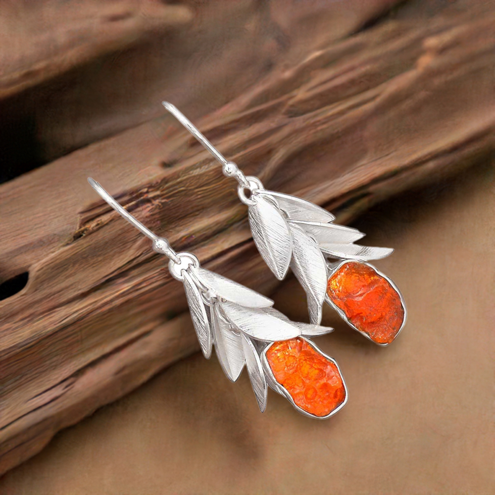 Genuine Carnelian Gemstone Earrings In 925 Sterling Silver Jewelry 925SE2999