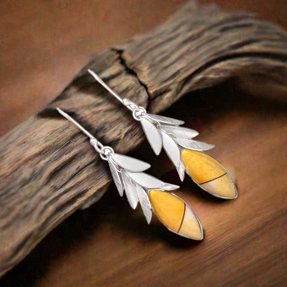 Genuine Bracketed Mookaite Gemstone Earrings In 925 Sterling Silver Jewelry 925SE3002