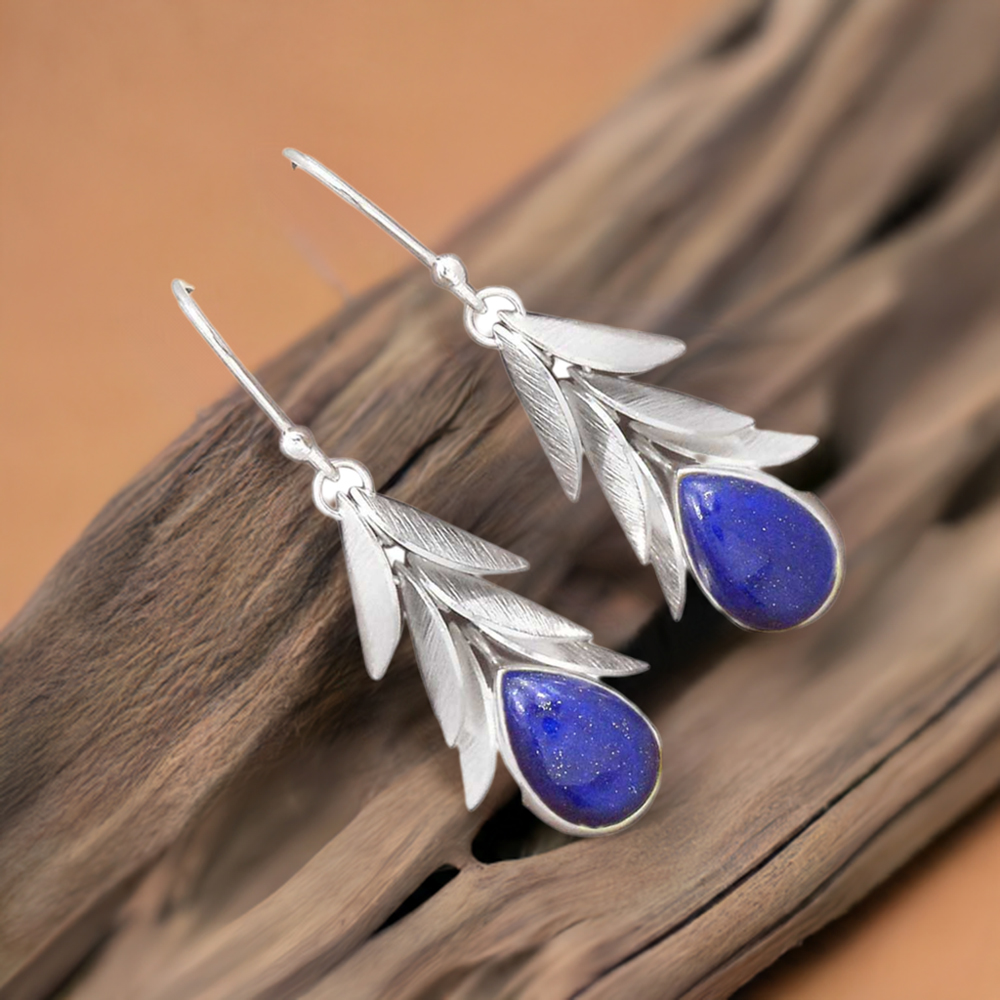Natural Lapis Gemstone Earrings In 925 Sterling Silver Jewelry 925SE3003