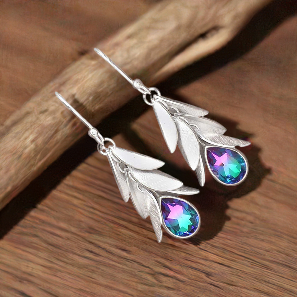 Genuine Mystic Topaz Gemstone Earrings In 925 Sterling Silver Jewelry 925SE3005