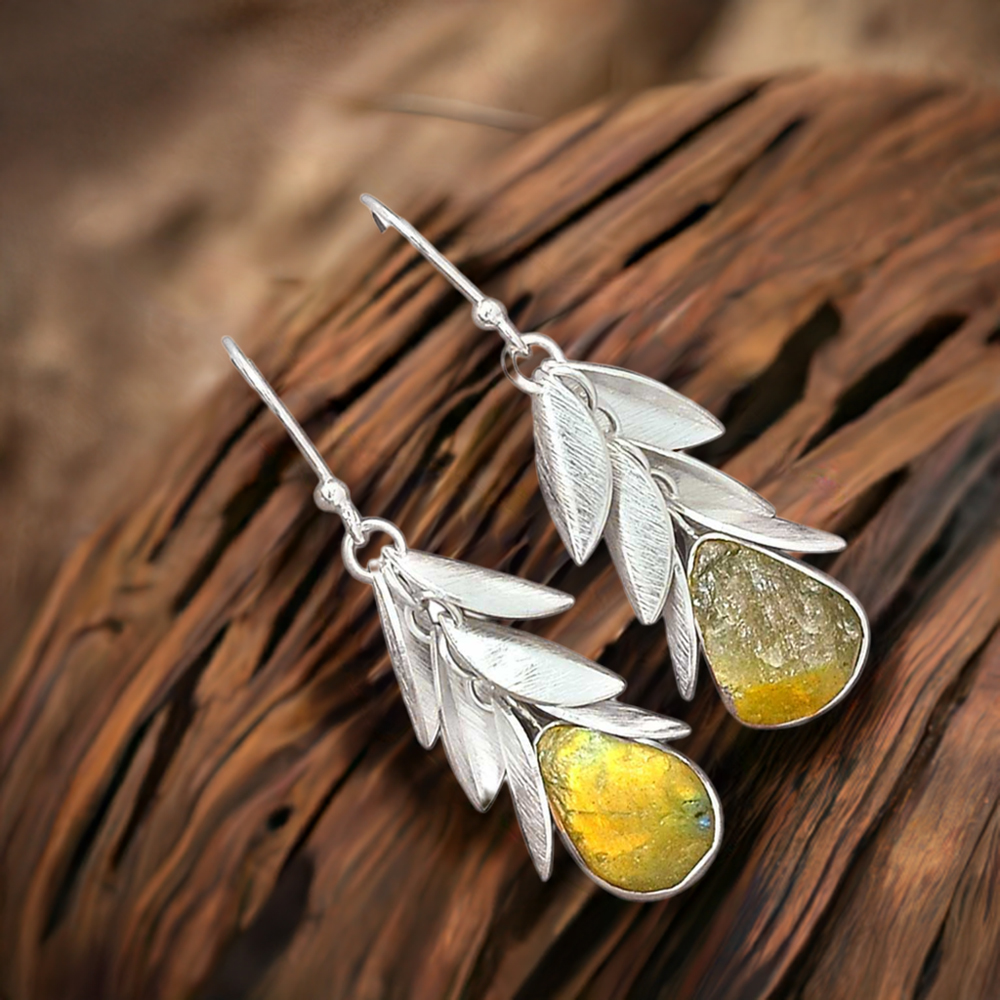 Genuine Labradorite Gemstone Earrings In 925 Sterling Silver Jewelry 925SE3008