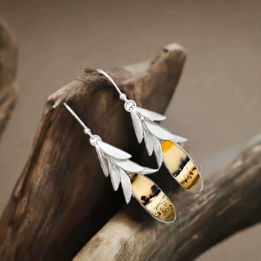 925 Sterling Silver Earrings In Montana Agate Gemstone Jewelry 925SE3009