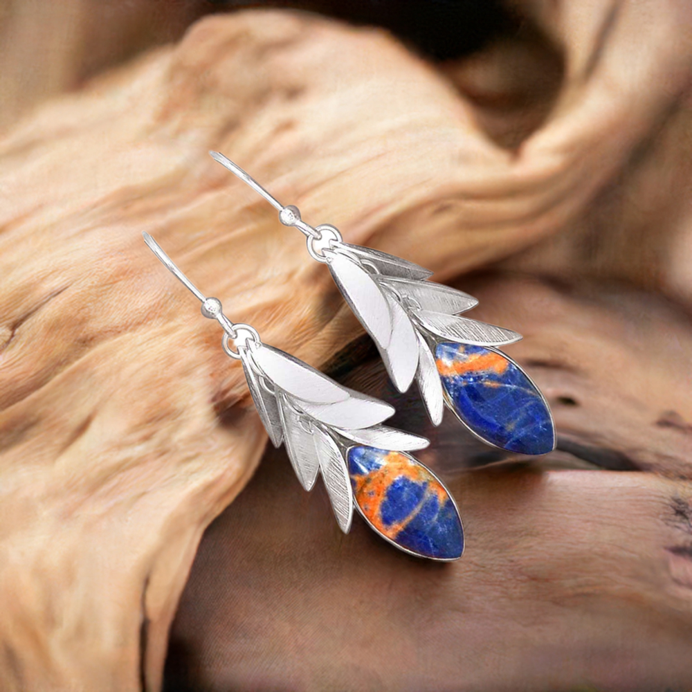 925 Sterling Silver Handmade Earrings In Sodalite Gemstone Jewelry 925SE3013