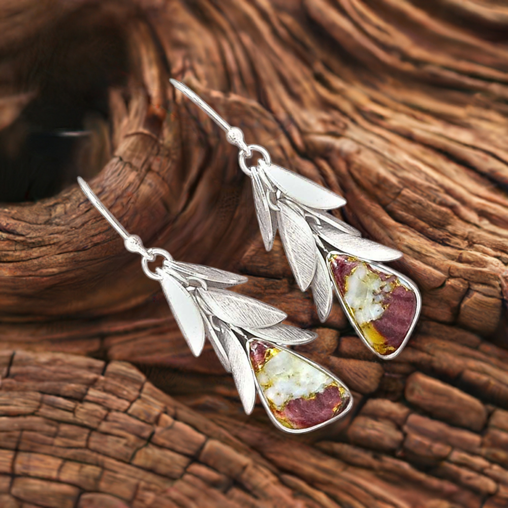 925 Sterling Silver Earrings In Rhodonite Gemstone Jewelry 925SE3020