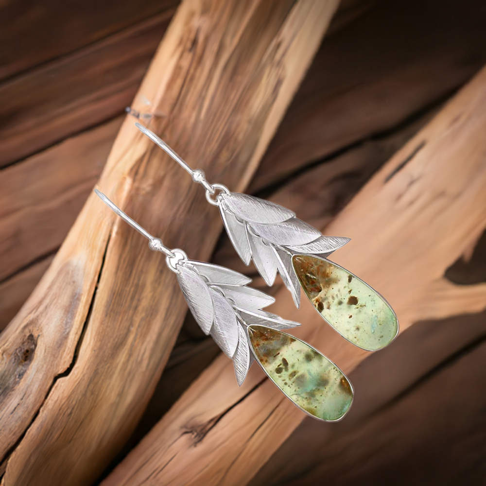 925 Sterling Silver Handmade Earrings In Chrysoprase Gemstone Jewelry 925SE3024