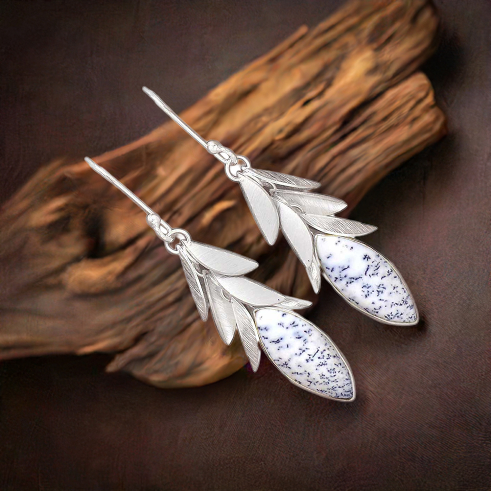 925 Sterling Silver Earrings In Dendritic Opal Gemstone Jewelry 925SE3029