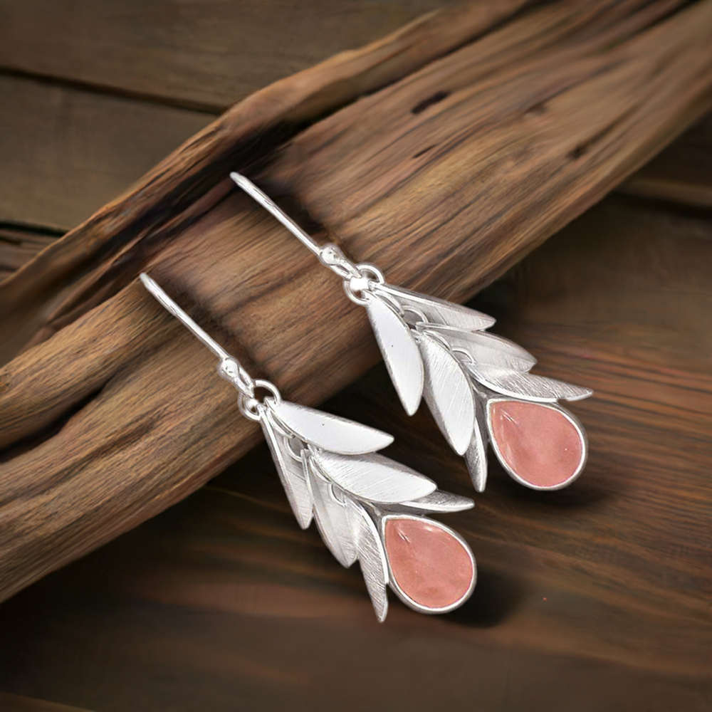 925 Sterling Silver Earrings In Rose Quartz Gemstone Jewelry 925SE3030