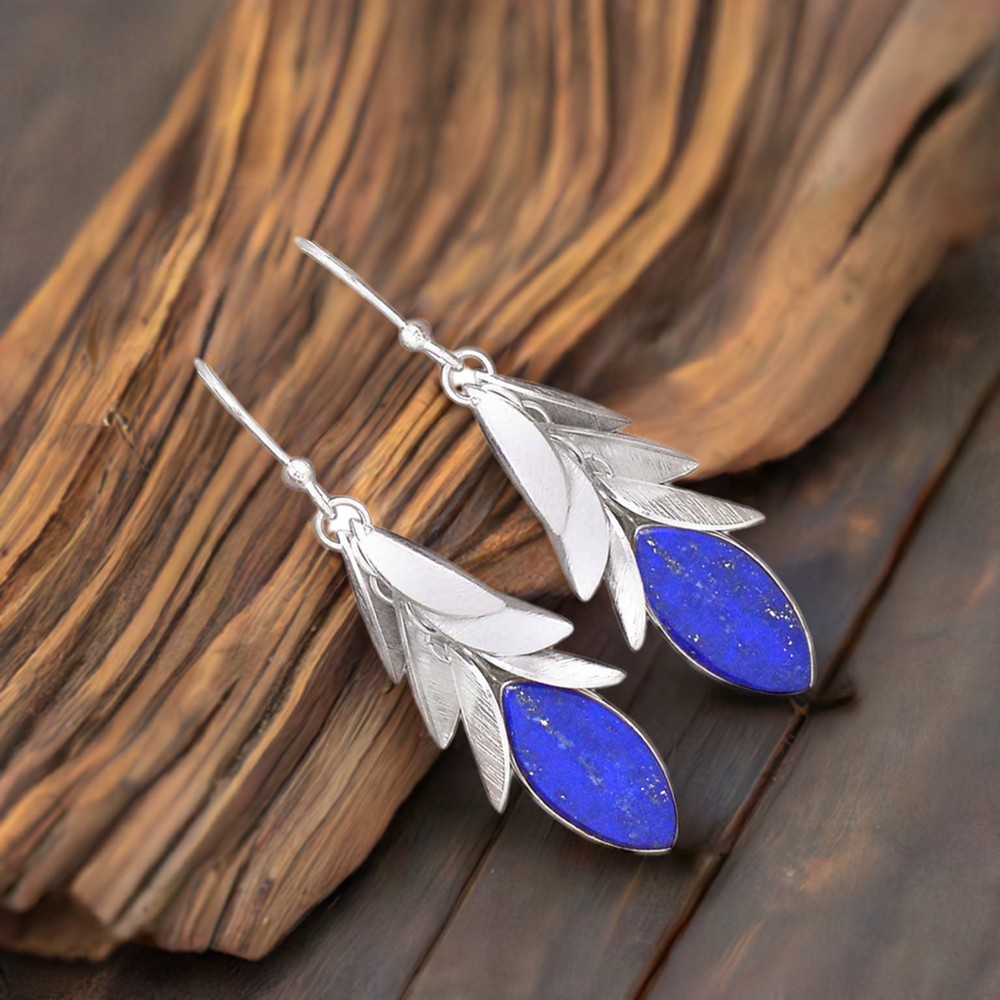 925 Sterling Silver Earrings In Lapis Gemstone Jewelry 925SE3032