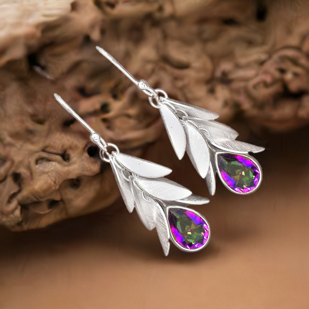 925 Sterling Silver Handmade Earrings In Mystic Topaz Gemstone Jewelry 925SE3037