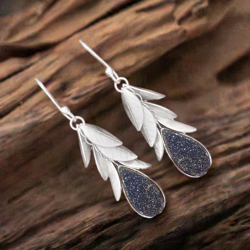 925 Sterling Silver Handmade Earrings In Druzy Gemstone Jewelry 925SE3038