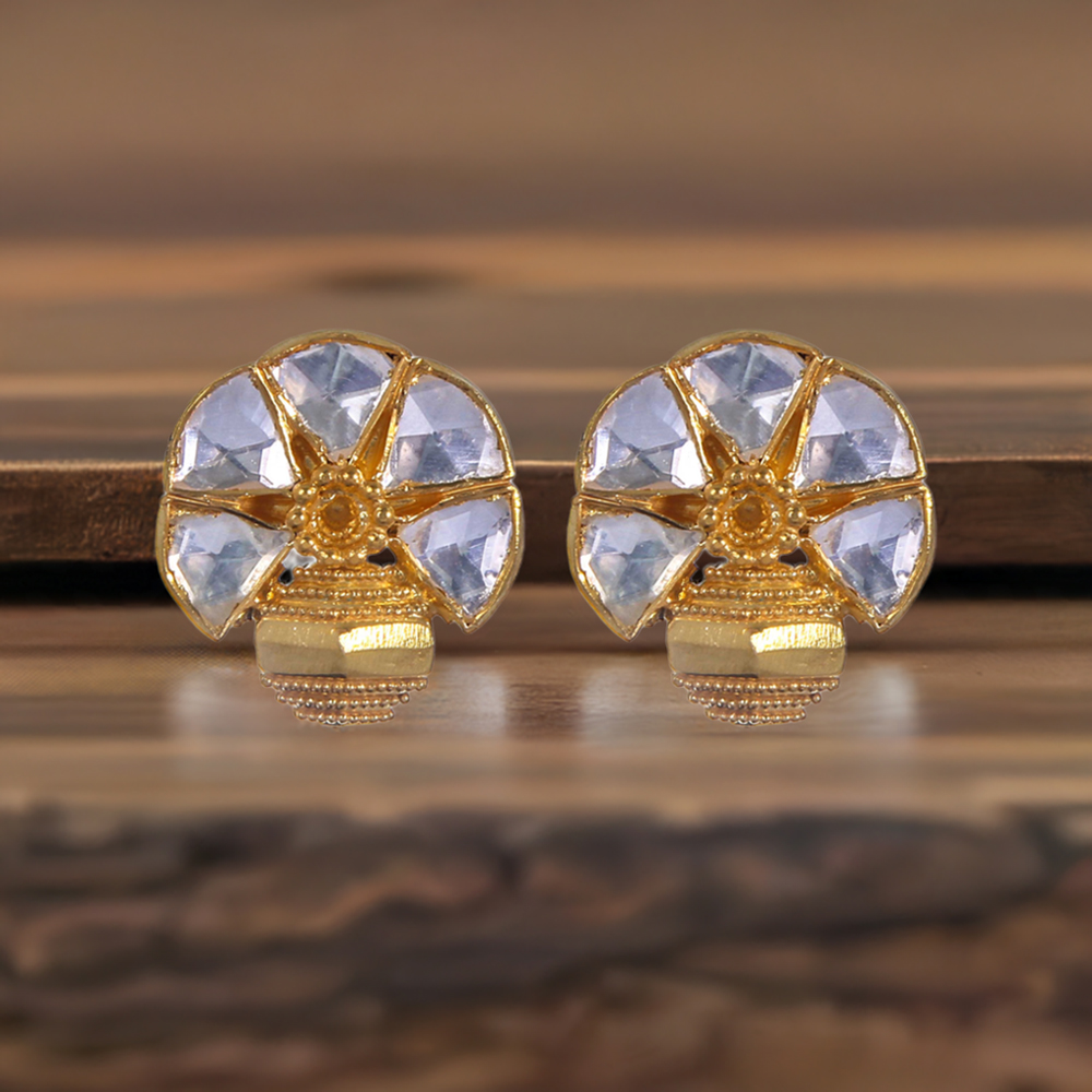 Fine 925 Sterling Silver Gold Plated Earrings In White Topaz Gemstone 925SE305