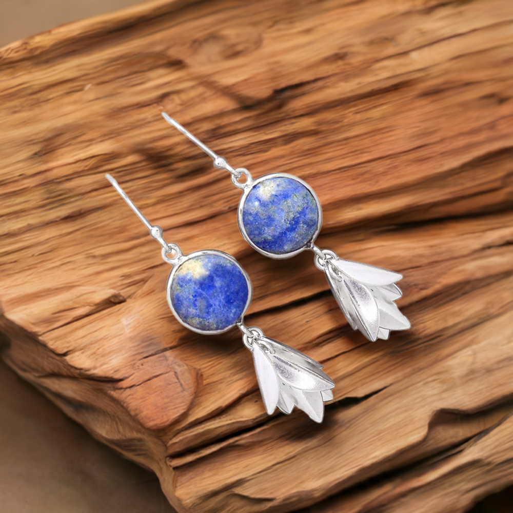 Natural Sodalite Gemstone Earrings In Solid 925 Silver 925SE3055