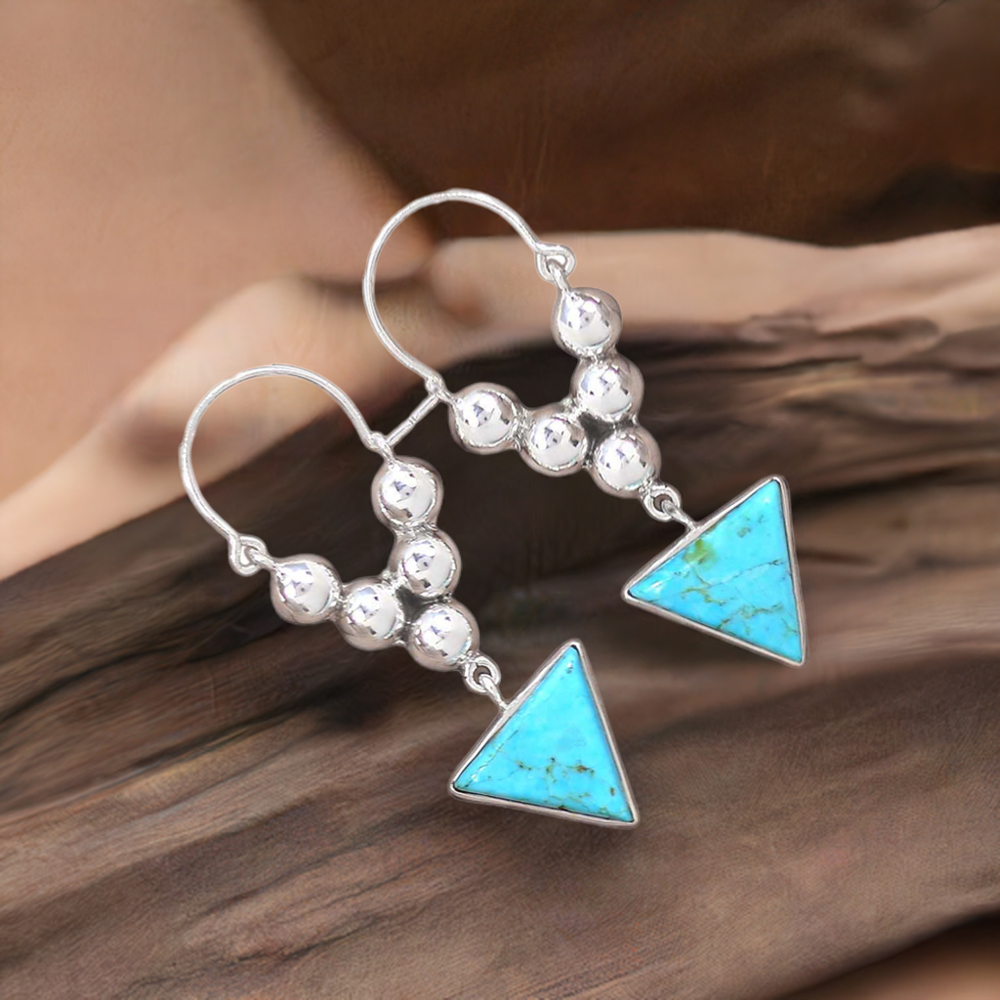 925 Sterling Silver Earrings In Semi Precious Turquoise Gemstone 925SE3065