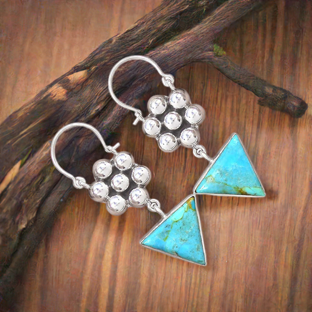Semi Precious Larimar Gemstone Earrings In 925 Sterling Silver Jewelry 925SE3080