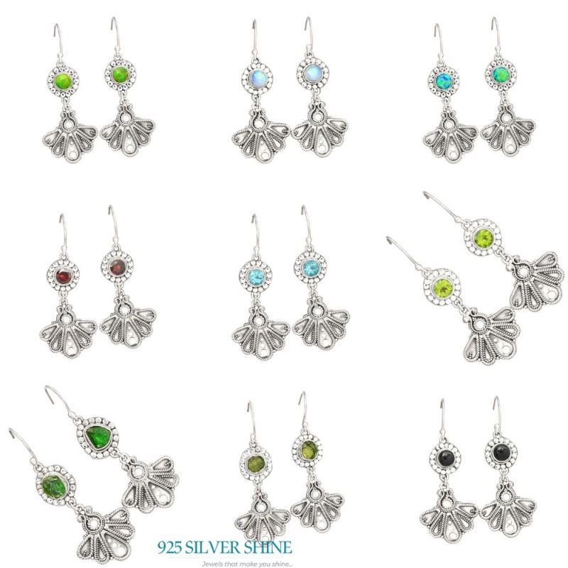 925 Sterling Silver Handmade Earrings In Green Copper Turquoise Gemstone Jewelry 925SE3091_2