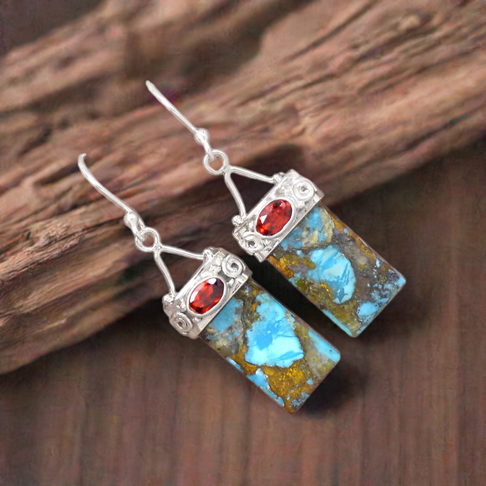 925 Sterling Silver Handmade Earrings In Multi Gemstone Jewelry 925SE3103