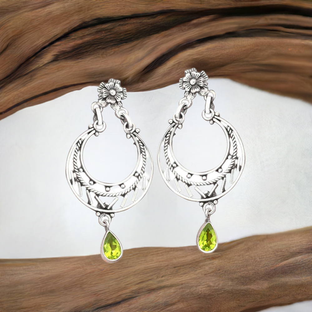 925 Sterling Silver Handmade Earrings In Peridot Gemstone Jewelry 925SE3106