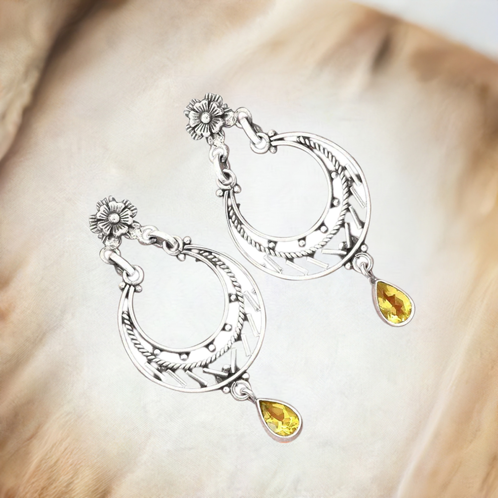 925 Sterling Silver Earrings In Citrine Gemstone Jewelry 925SE3108