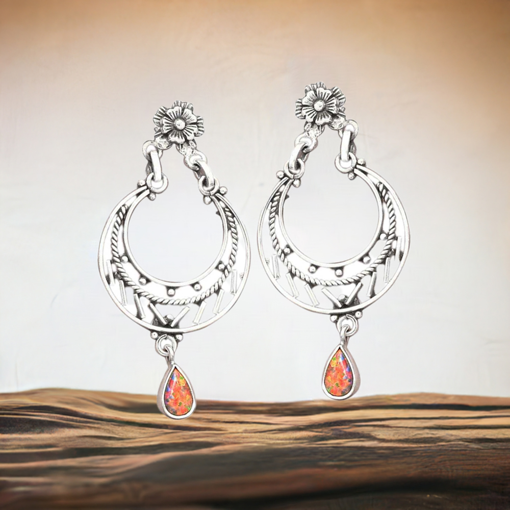 925 Sterling Silver Handmade Earrings In Opal Gemstone Jewelry 925SE3114