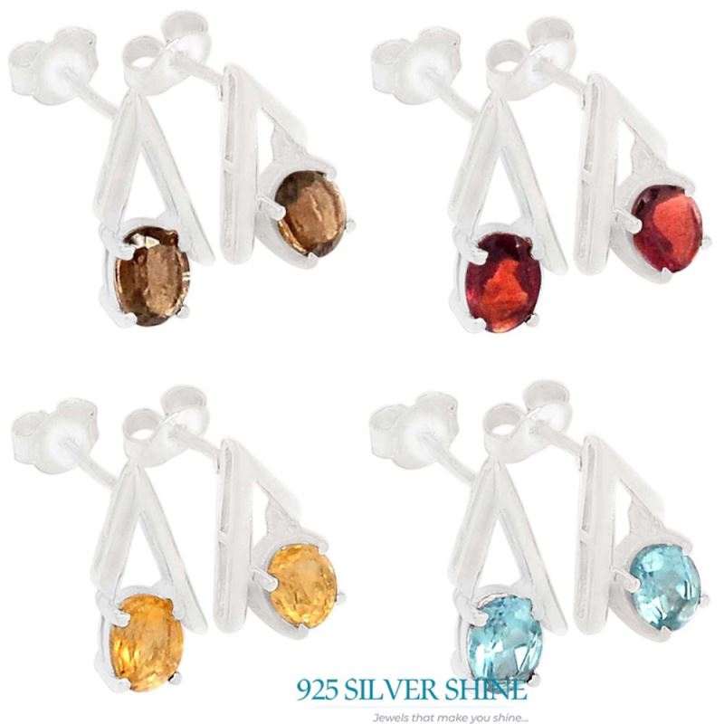 Genuine Blue Topaz Gemstone Earrings In Fine 925 Sterling Silver 925SE316_1