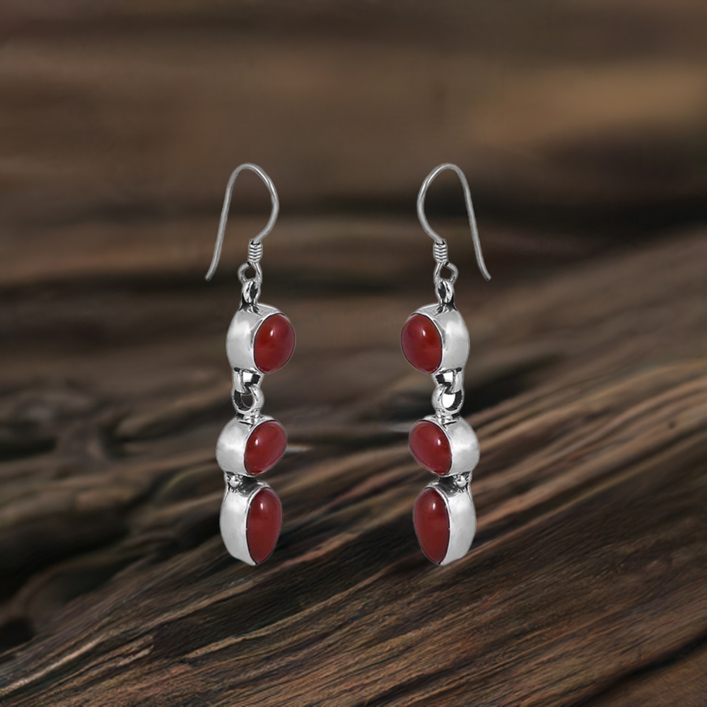 Carnelian Gemstone Dangle Earring In 925 Sterling Silver Jewelry 925SE32_0