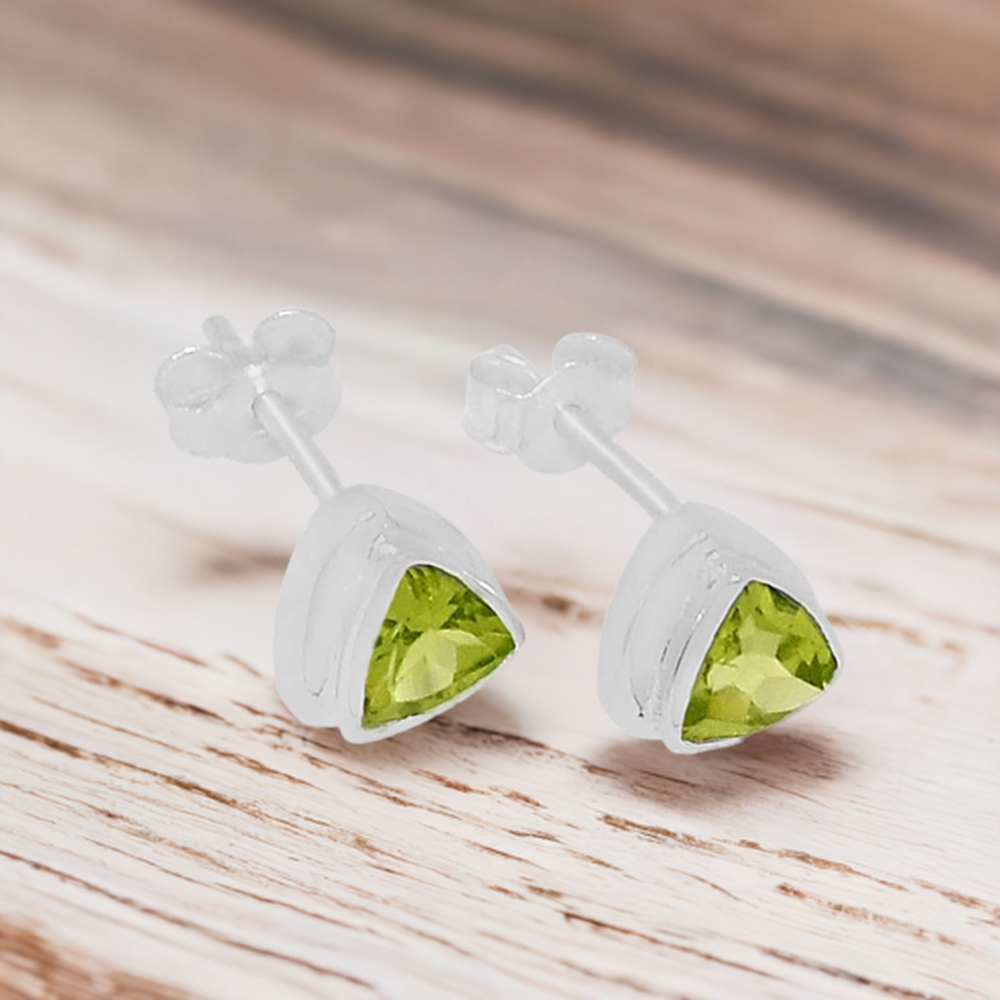 925 Sterling Silver Earrings In Semi Precious Peridot Gemstone 925SE324