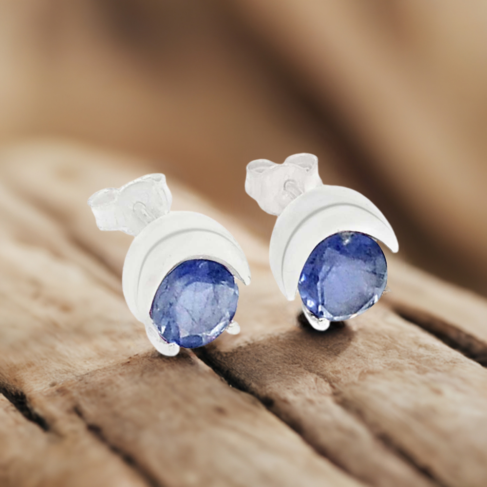 925 Sterling Silver Earrings In Natural Iolite Gemstone 925SE329