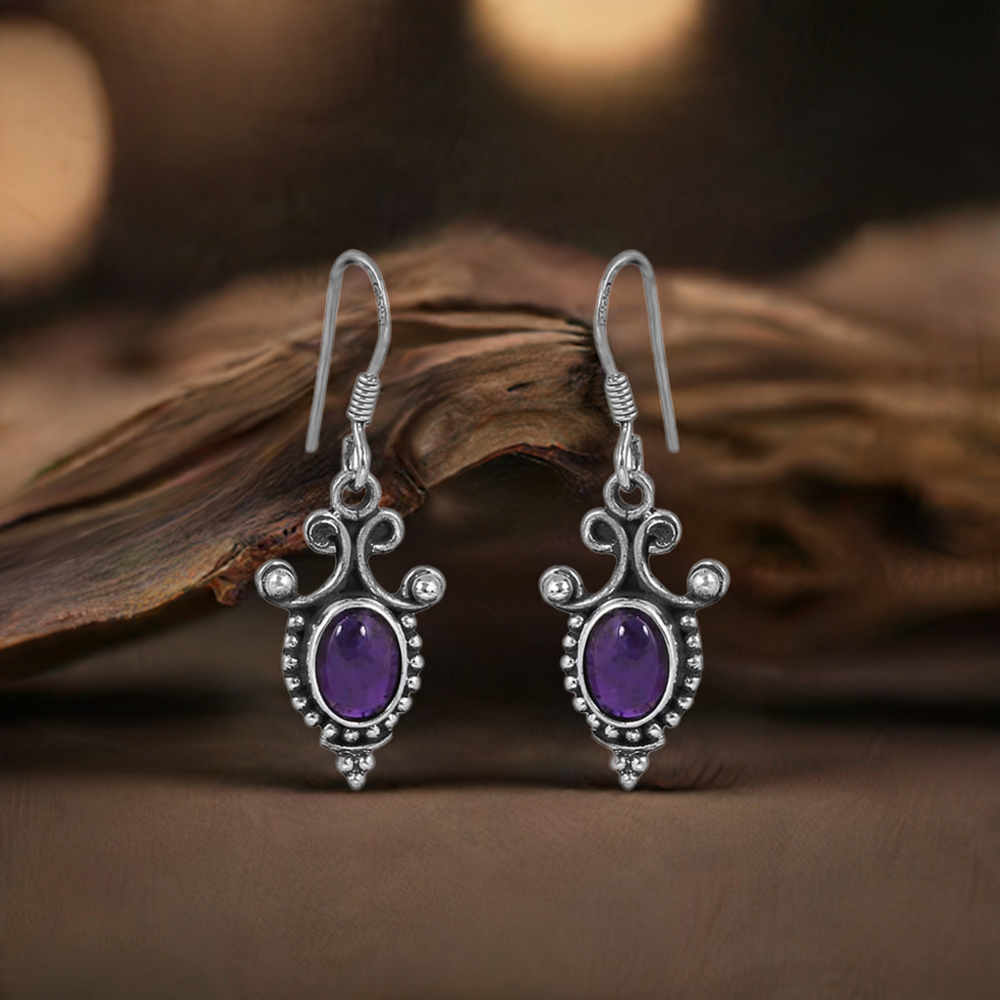 Amethyst Stone Earring In 925 Sterling Silver Jewelry 925SE33