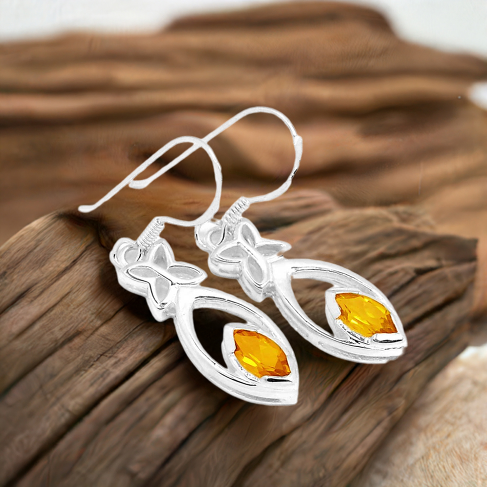 Citrine shops gemstone & druzy sterling silver earrings