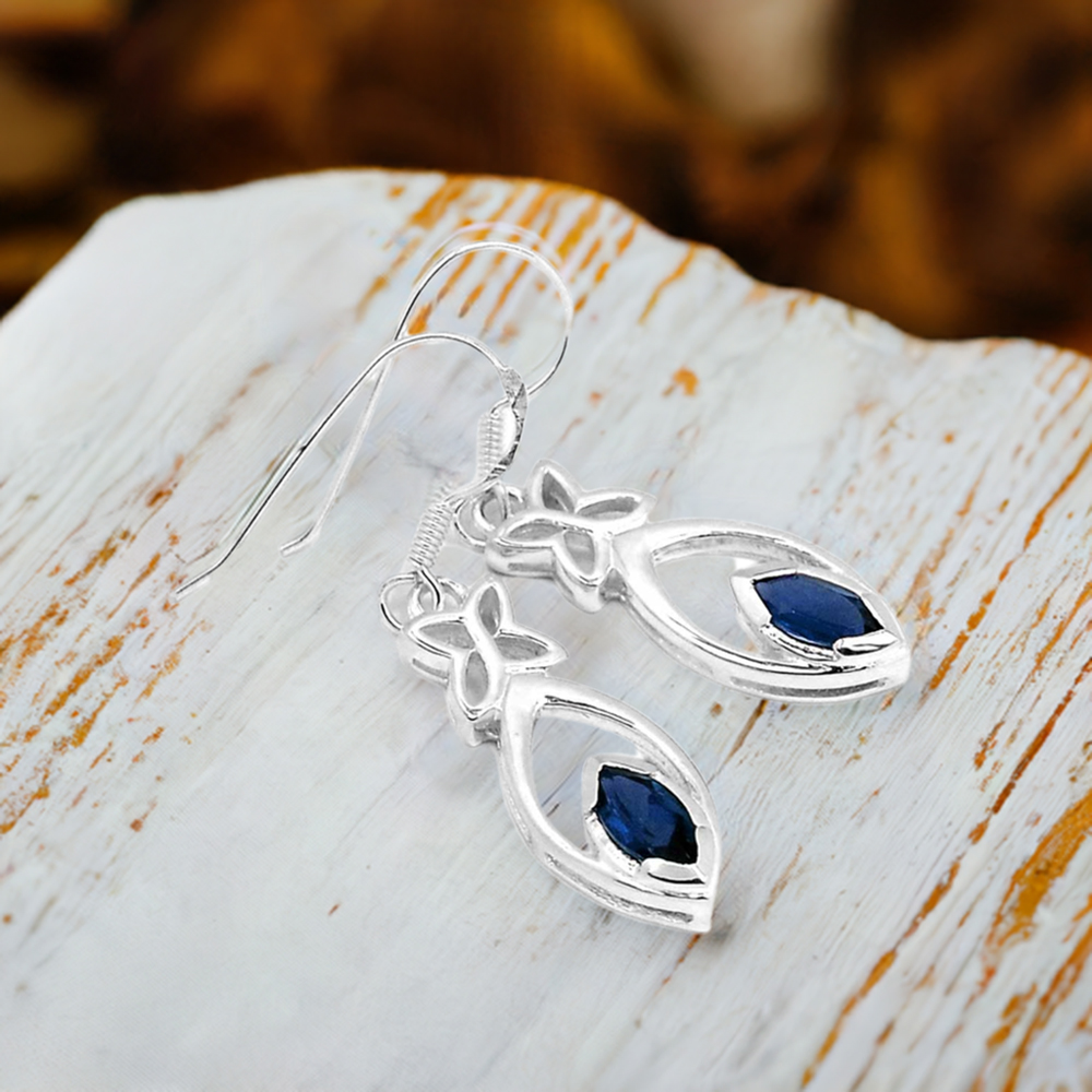 Semi Precious Iolite Gemstone Earrings In 925 Sterling Silver Jewelry 925SE336