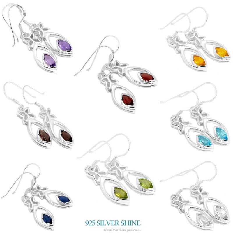 Natural Smoky Quartz Gemstone Earrings In 925 Sterling Silver Jewelry 925SE338_1