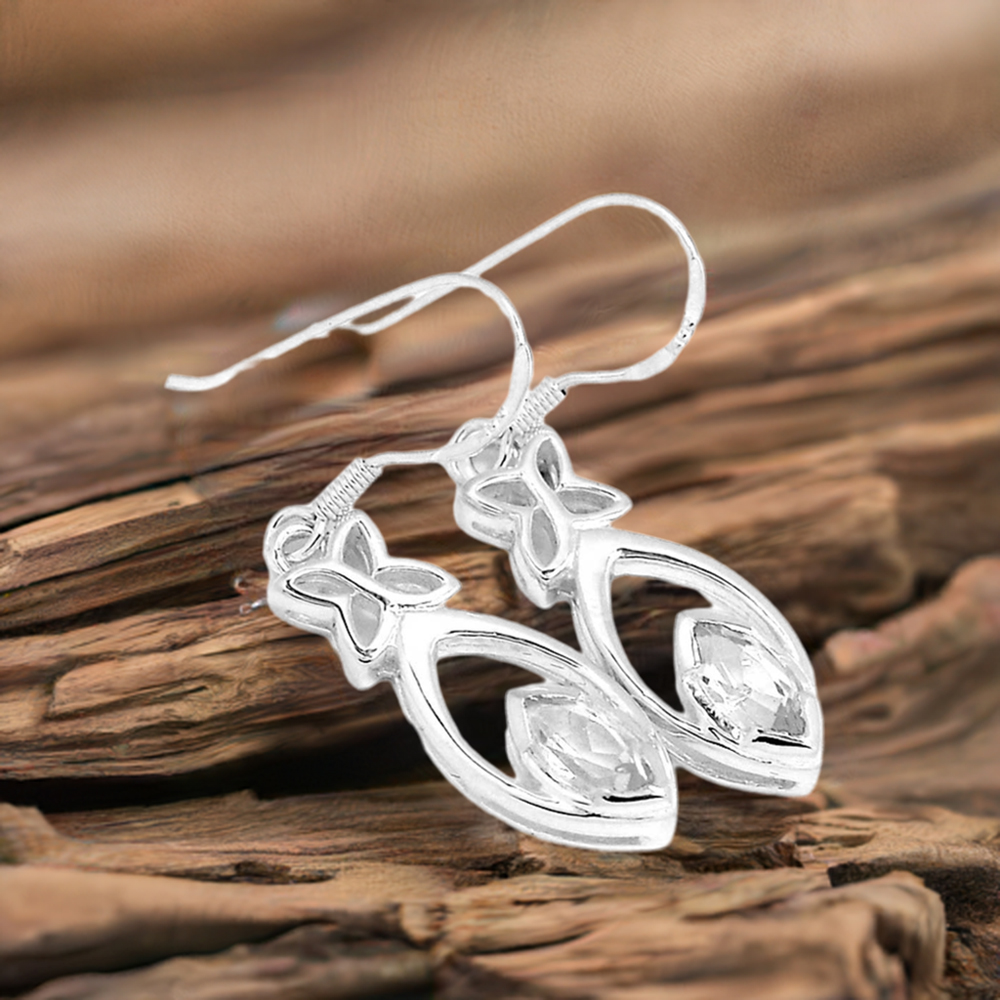 Semi Precious Crystal Gemstone Earrings In 925 Sterling Silver Jewelry 925SE339