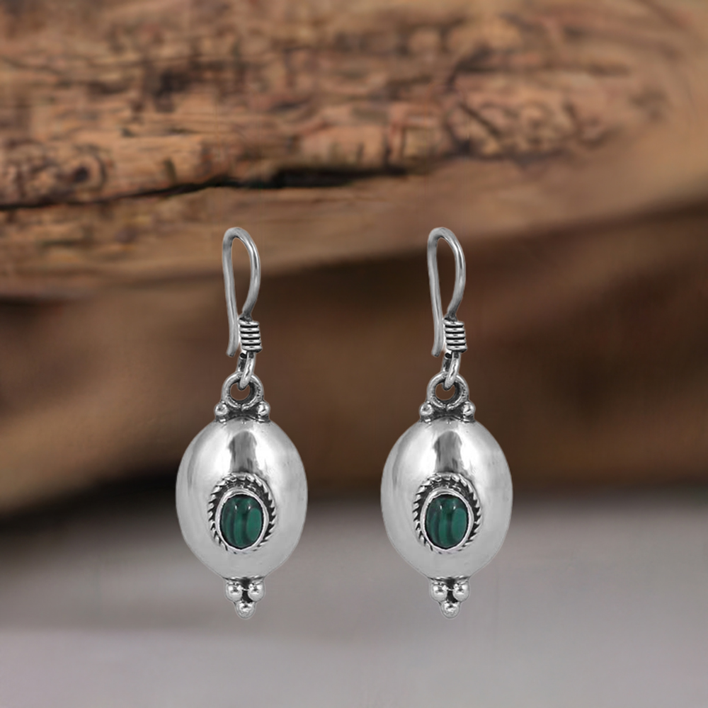 Malachite Gemstone Earring In 925 Sterling Silver Jewelry 925SE34